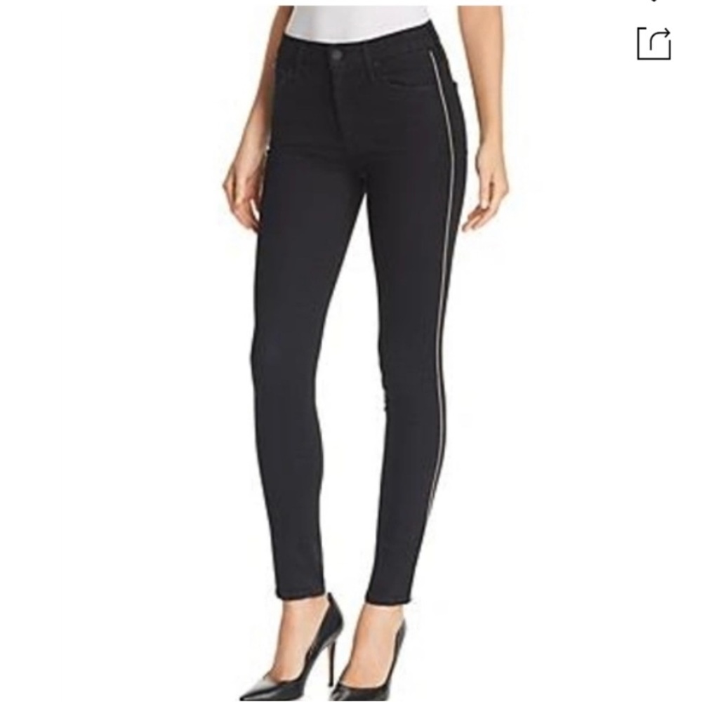 Mother High Waisted Looker Jeans Metallic Gold Stripe Sz 24